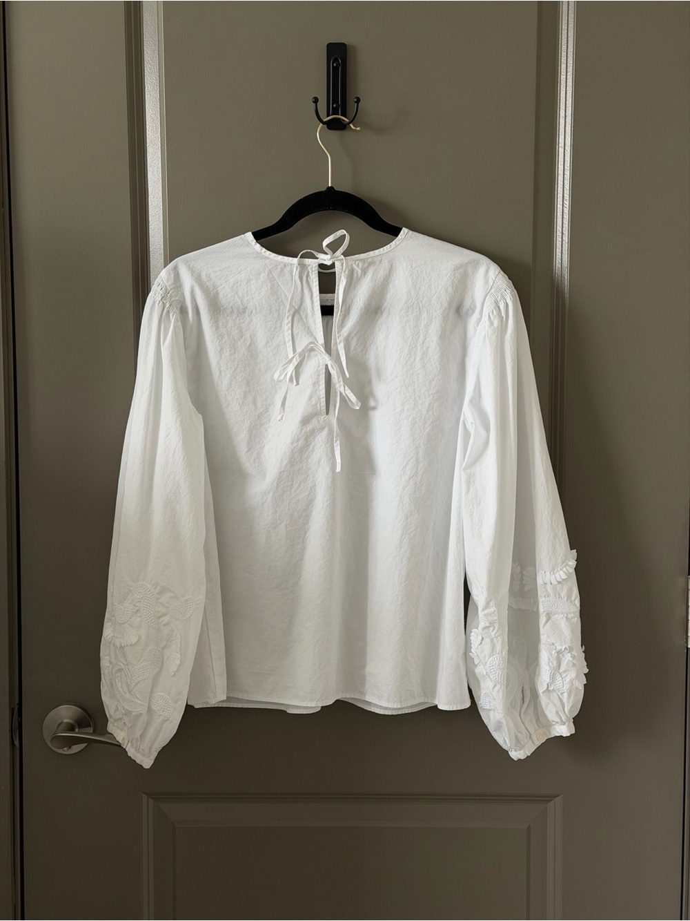 LOFT | White Cotton Paisley Embroidered Peasant Blouse - Picture 2 of 9
